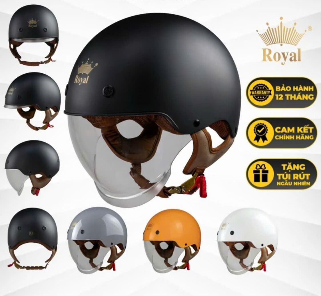   Chính hãng Bh12 tháng - cho xem hàng  Mũ bảo hiểm nửa đầu kính âm Royal M239 đủ màu - Nón bảo hiểm 1 2 dấu kính Royal M239 cao cấp 