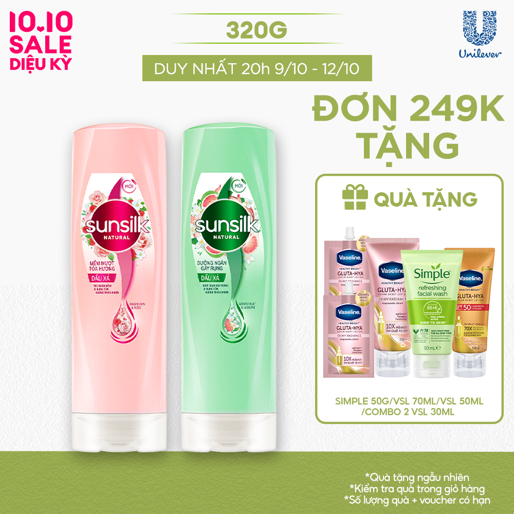 Dầu xả Sunsilk Natural Dưỡng Ngăn Gãy Rụng và Mềm Mượt Tỏa Hương 320g