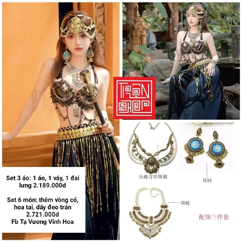 Set trang phục dị vực nữ thần hy lạp set 6 món new sẵn