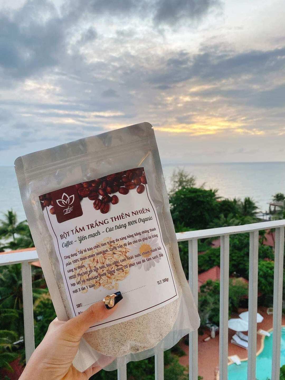 (100% ORGANIC) - Bột tắm trắng cafe, yến mạch, hoa cúc THH
