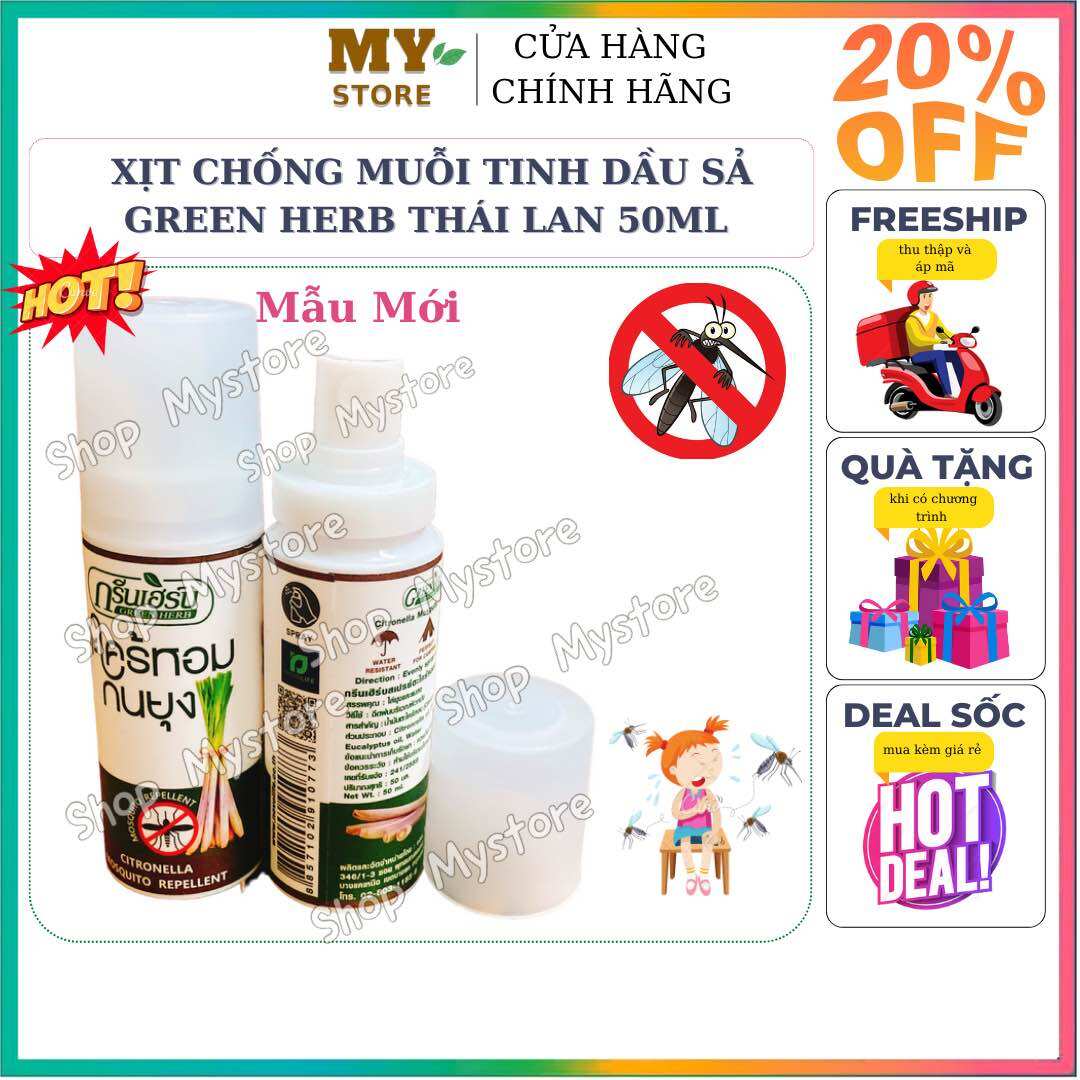 Xịt chống muỗi tinh dầu sả green herb thái lan 50ml