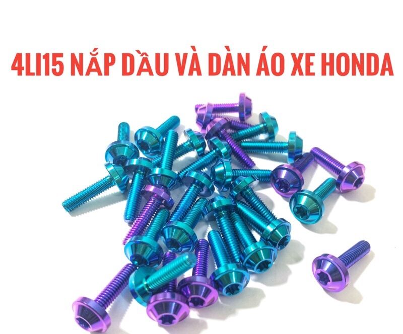 Ốc 4li15 titan gr5 xịn gắn nắp bình dầu và dàn áo xe honda