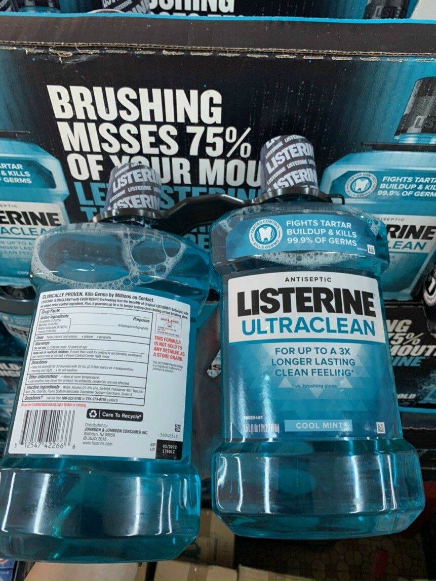 [Hcm][Made In Usa] Nước Súc Miệng Listerine 1.5 Lít Cool Mint Diệt Khuẩn Trắng Răng Chống Hôi Miệng