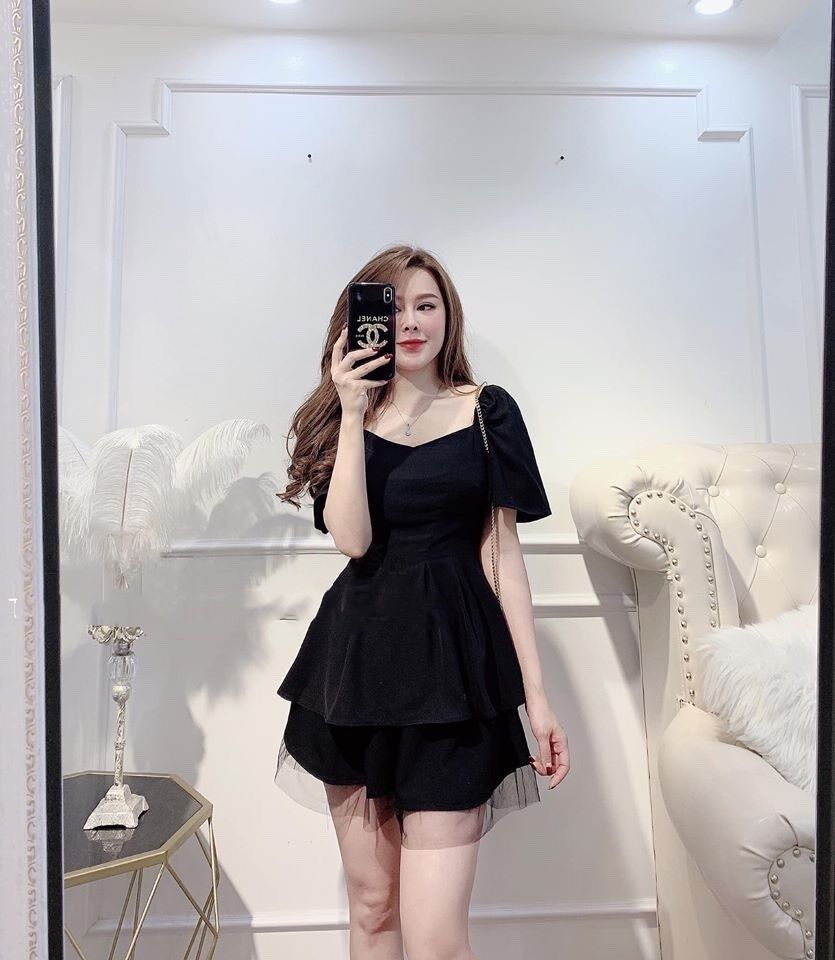 Set quần váy phối lưới áo xoè Big size dành cho khách ngoại cỡ từ 60-90 ký