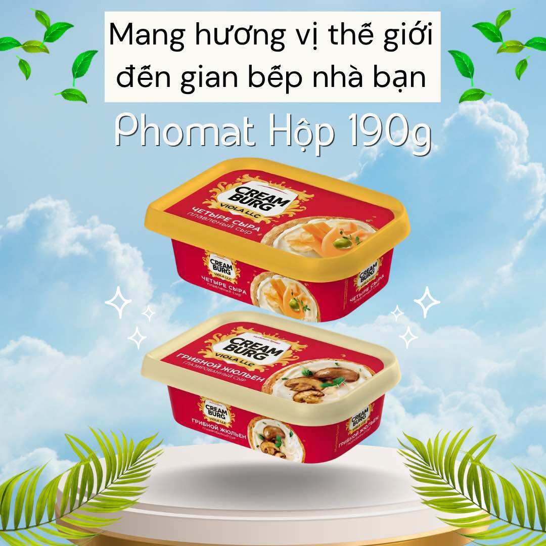 Phomat Tươi Creamburg 190g Nhập Khẩu Nga - Phô Mai Kem Ăn Bánh Mì, Làm Bánh