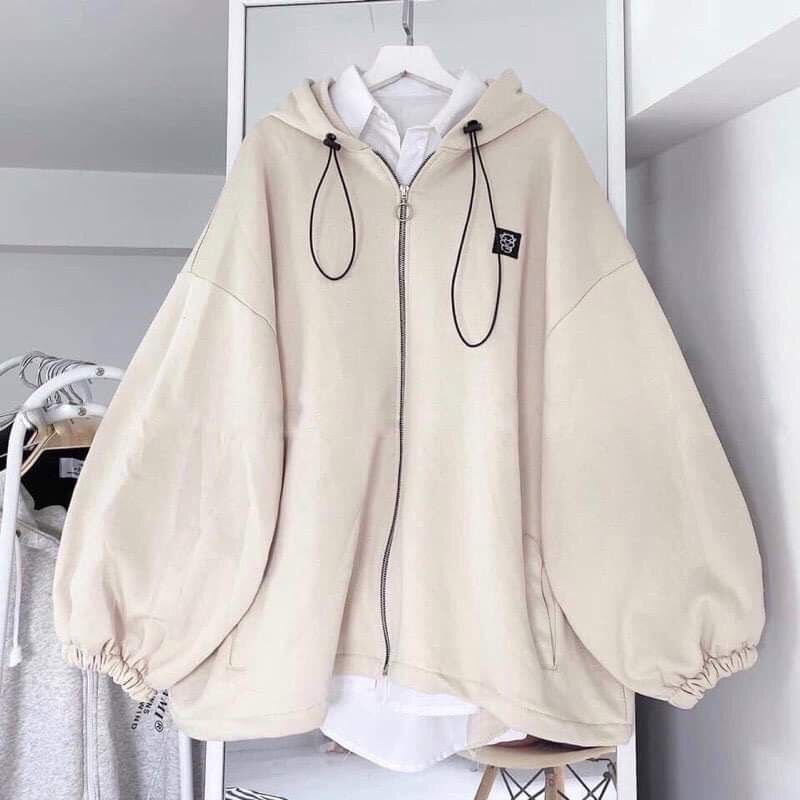 Áo khoác nỉ thêu lô gô bò chất nỉ ấm áp mặc đi chơi