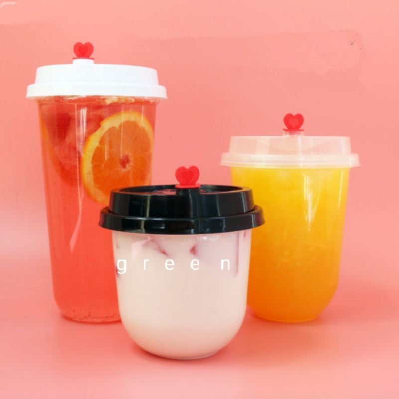 Set 10 Ly bầu cốc bầu cốc chữ u nắp nút tim