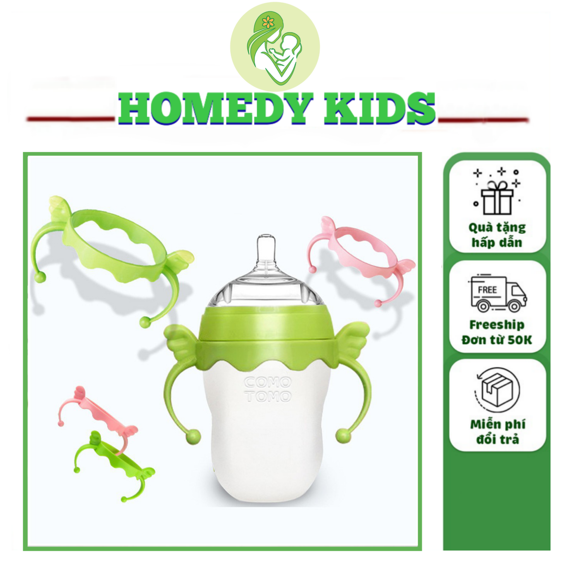 Tay cầm bình sữa comotomo, dùng được cho bình 150ml và 250ml, chất liệu an toàn