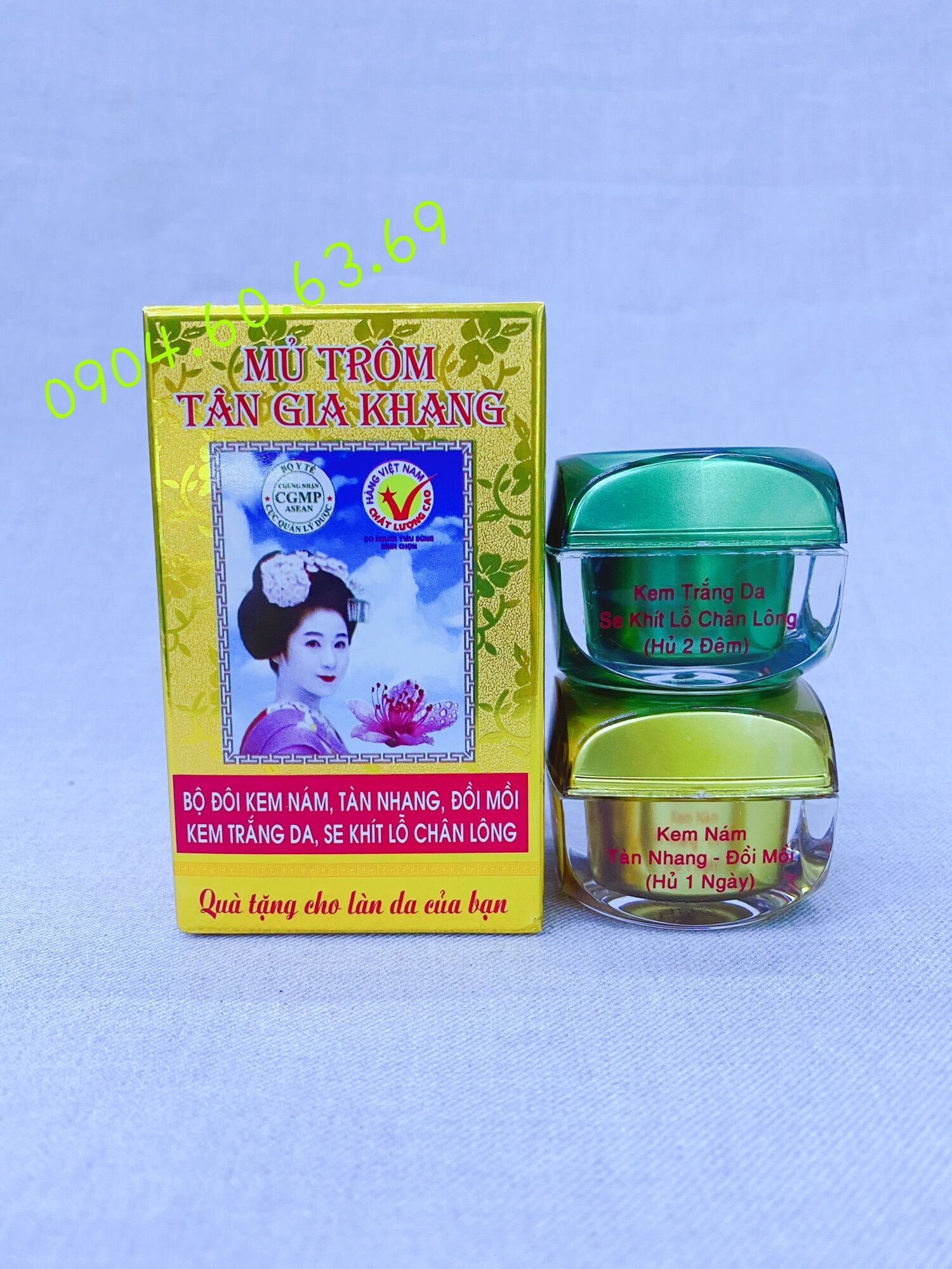 Kem mủ trôm tân gia khang bộ đôi nám tàng nhang đôi mồi trắng da mũ trôm