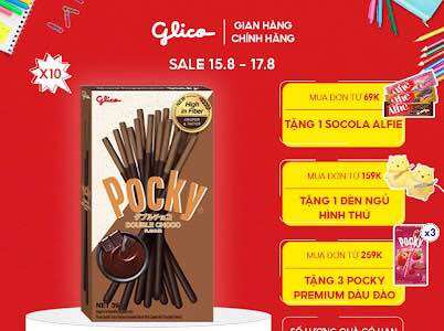 Combo 10 hộp bánh que socola glico pocky double choco 39g