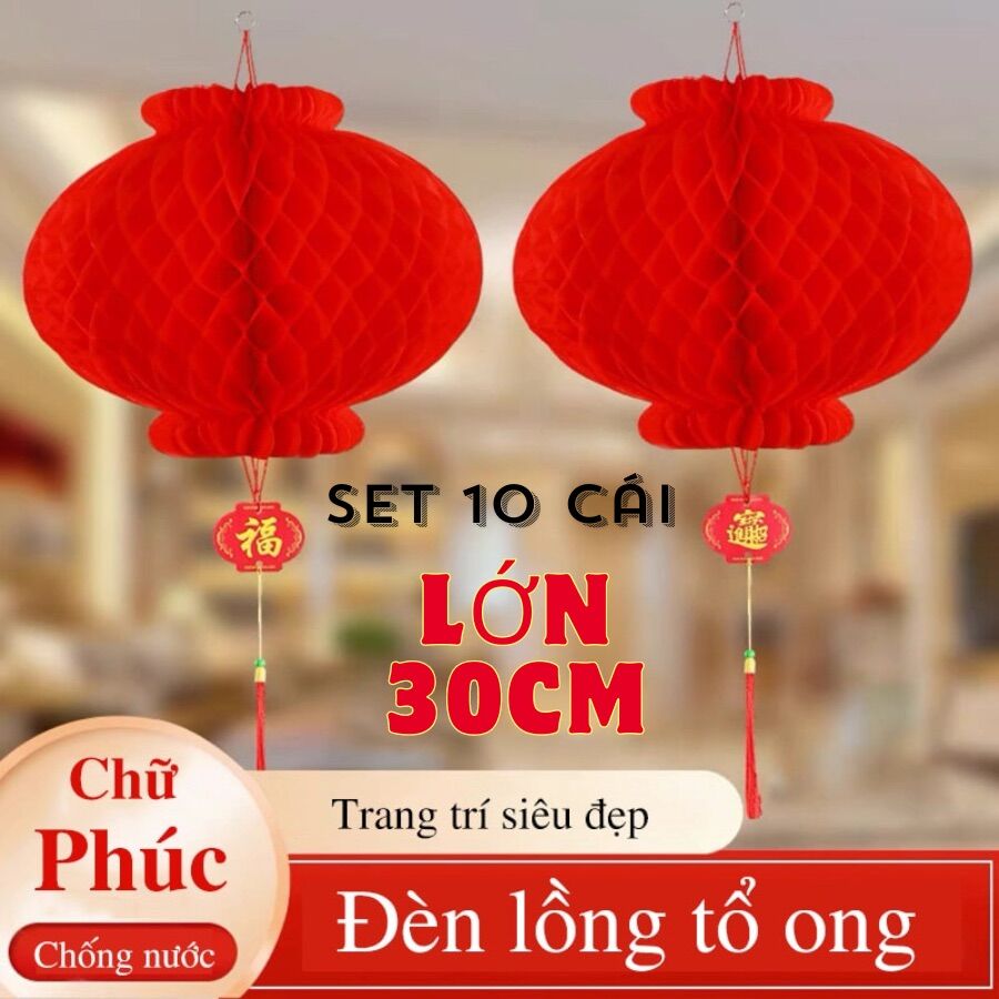 Set 10 đèn lồng nilon màu đỏ