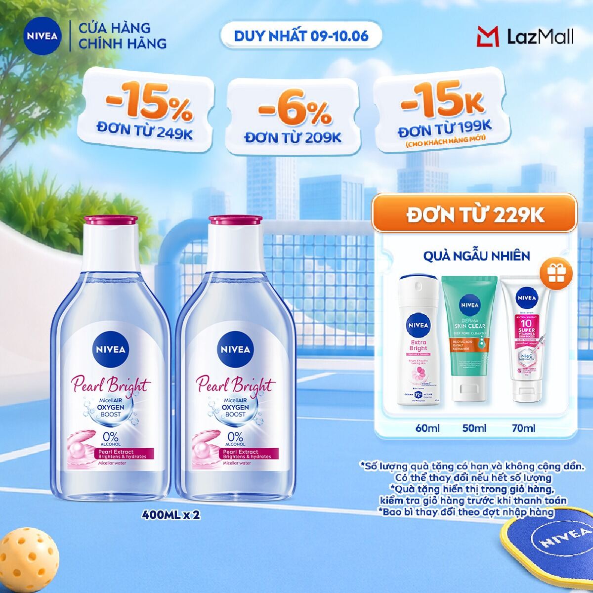 Bộ 2 Nước Tẩy Trang NIVEA Làm Sáng Da Pearl White 84912 (400ml x2)