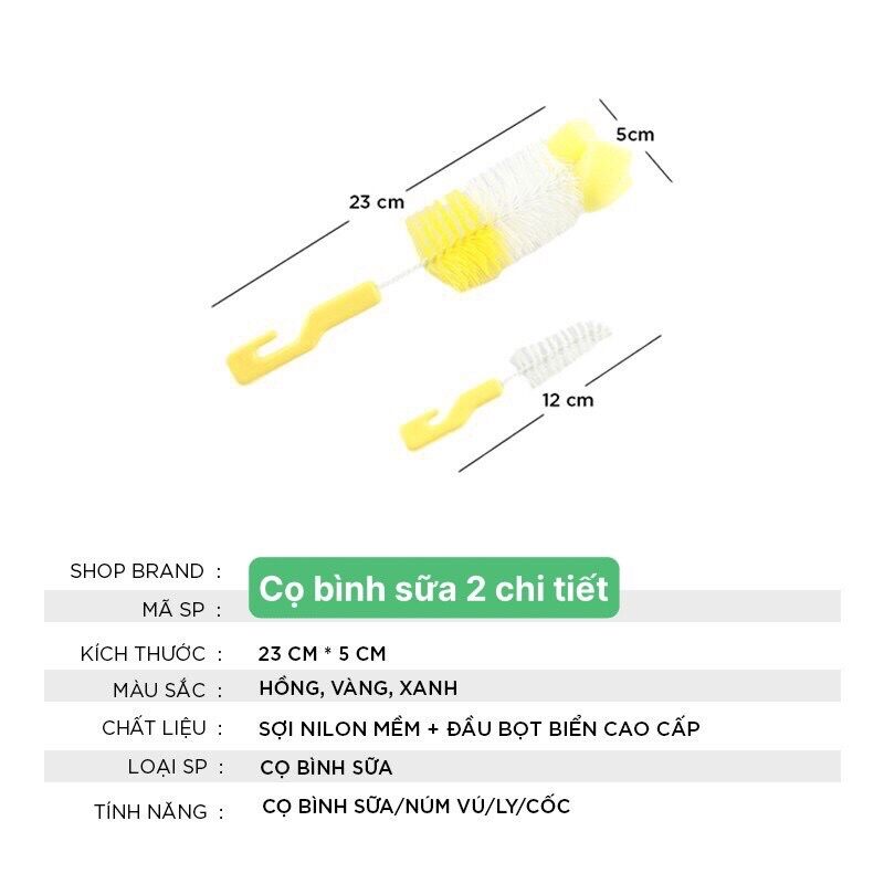 Bộ dụng cụ cọ rữa bình sữa 2 chi tiết