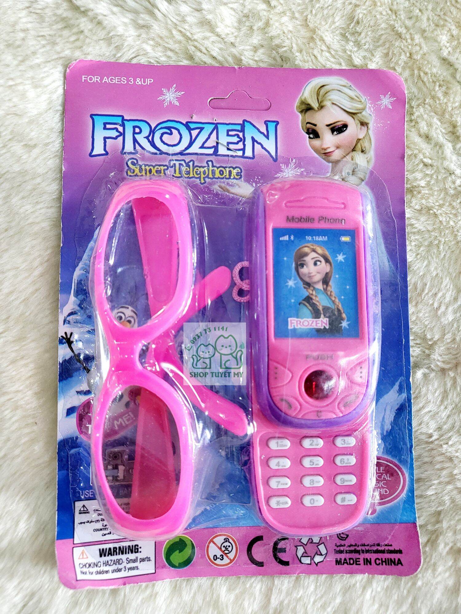 [sẵn pin]Điện thoại đồ chơi kèm kính mắt màu hồng xinh xắn cho bé yêu.