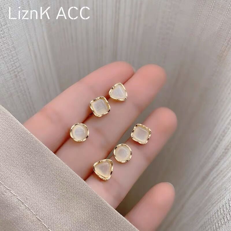 Set 3 đôi bông tai bạc S925 phong cách Hàn Quốc