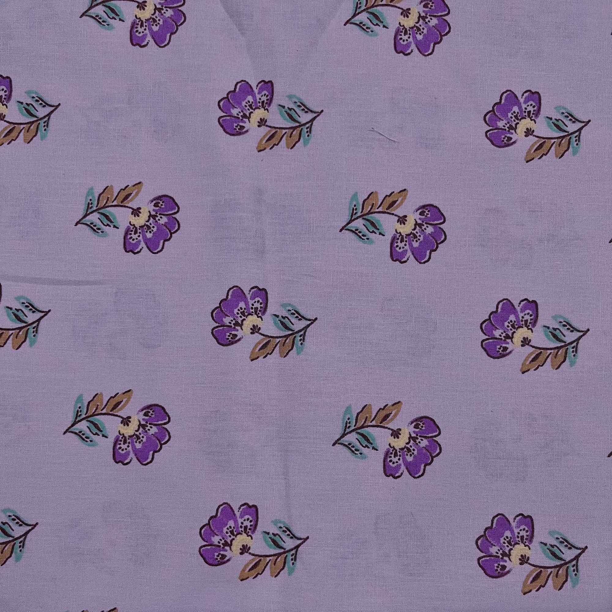 Vải linen bột pha tưng in hoa nền tím cà pastel mềm đanh khổ 1m35
