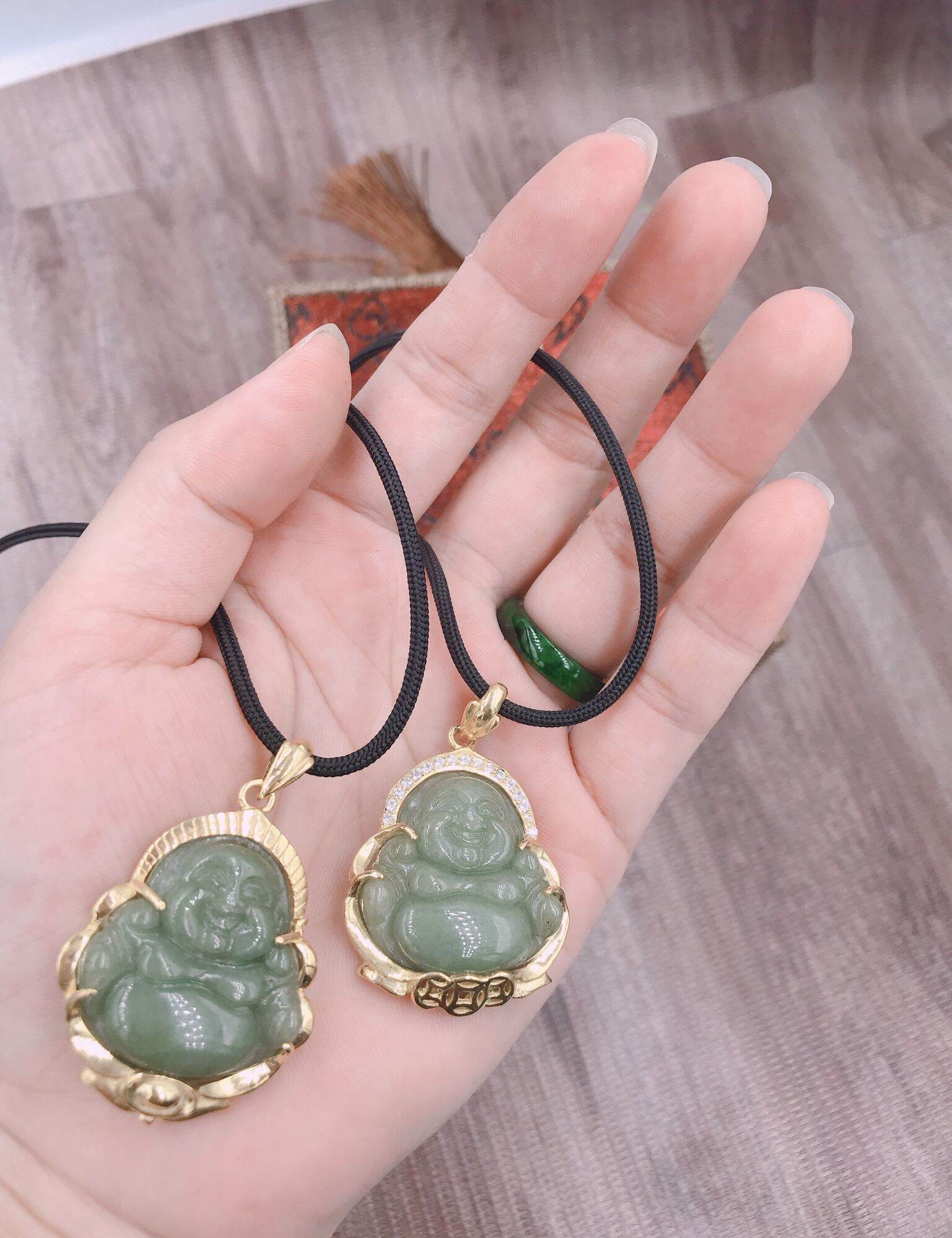 Mặt dây chuyền phật di lạc cười bọc bạc mạ vàng cao cấp cỡ nhỏ