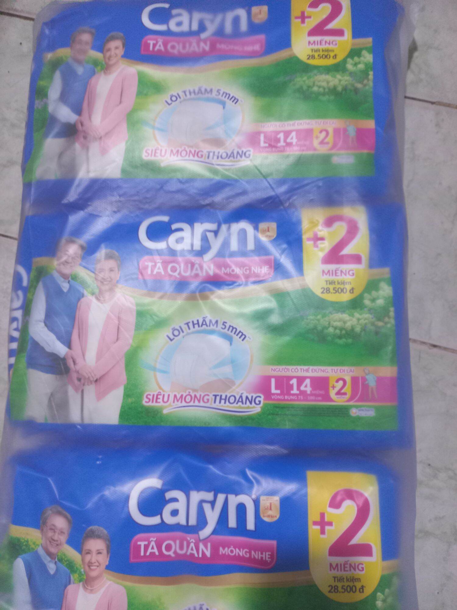 Combo 3 gói tã quần caryn L14 miếng tặng thêm 6 miếng cùng loại