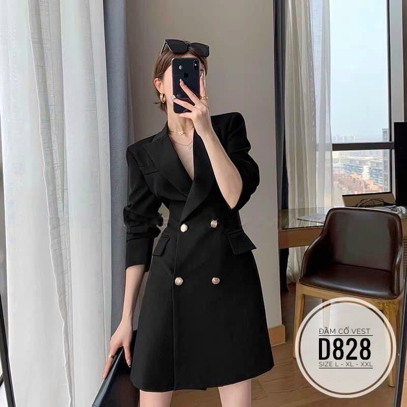 60-90kg Bigsize ĐẦM CỔ VEST D828
