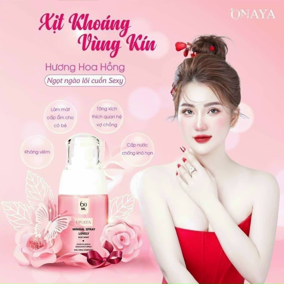 Xịt khoáng vùng kín onaya chai 60ml Minaral Spray Lovely