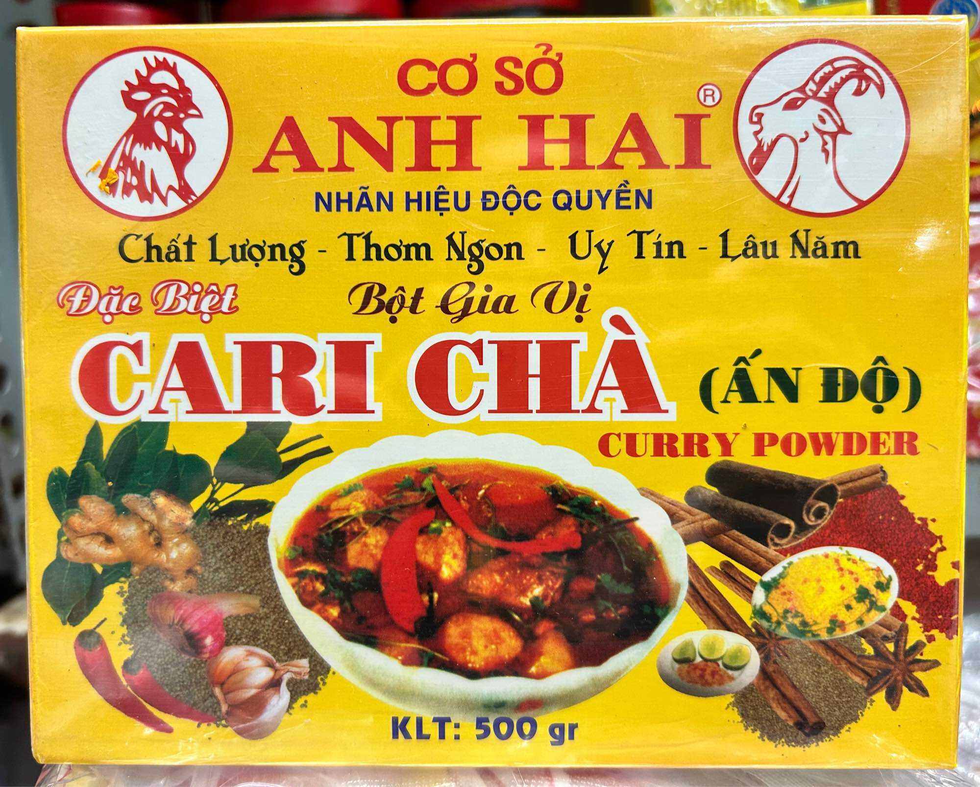 Hộp 500g Gia Vị Nấu Cà Ri Chà Ấn Độ - Bò Kho - Bún Bò Huế Hiệu Anh Hai - Hộp 500g (20 gói x 25g) - Chay Mặn Đều Dùng Được