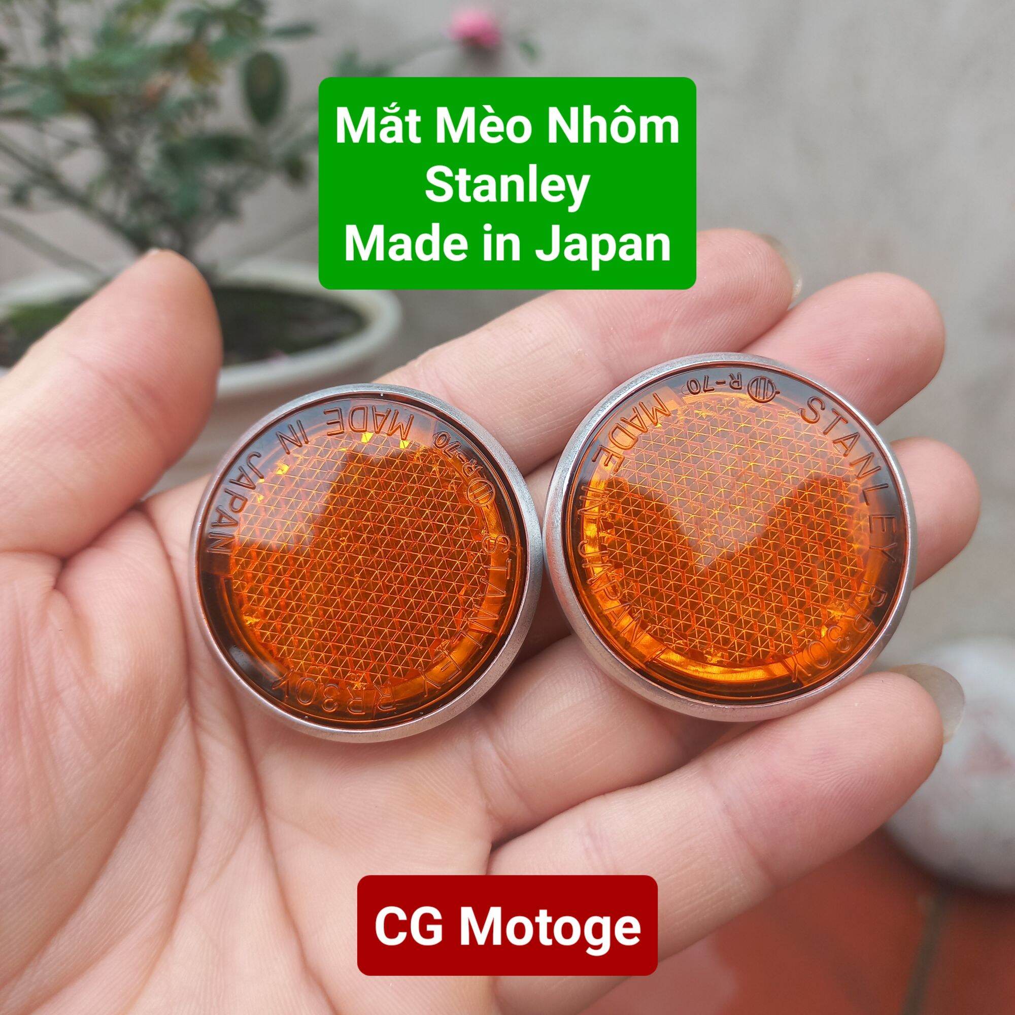 Mắt Mèo Nhôm Chữ Nổi - STANLEY - Made in Japan Xe Moto Suzuki Gn125 250 Honda Cub CG125