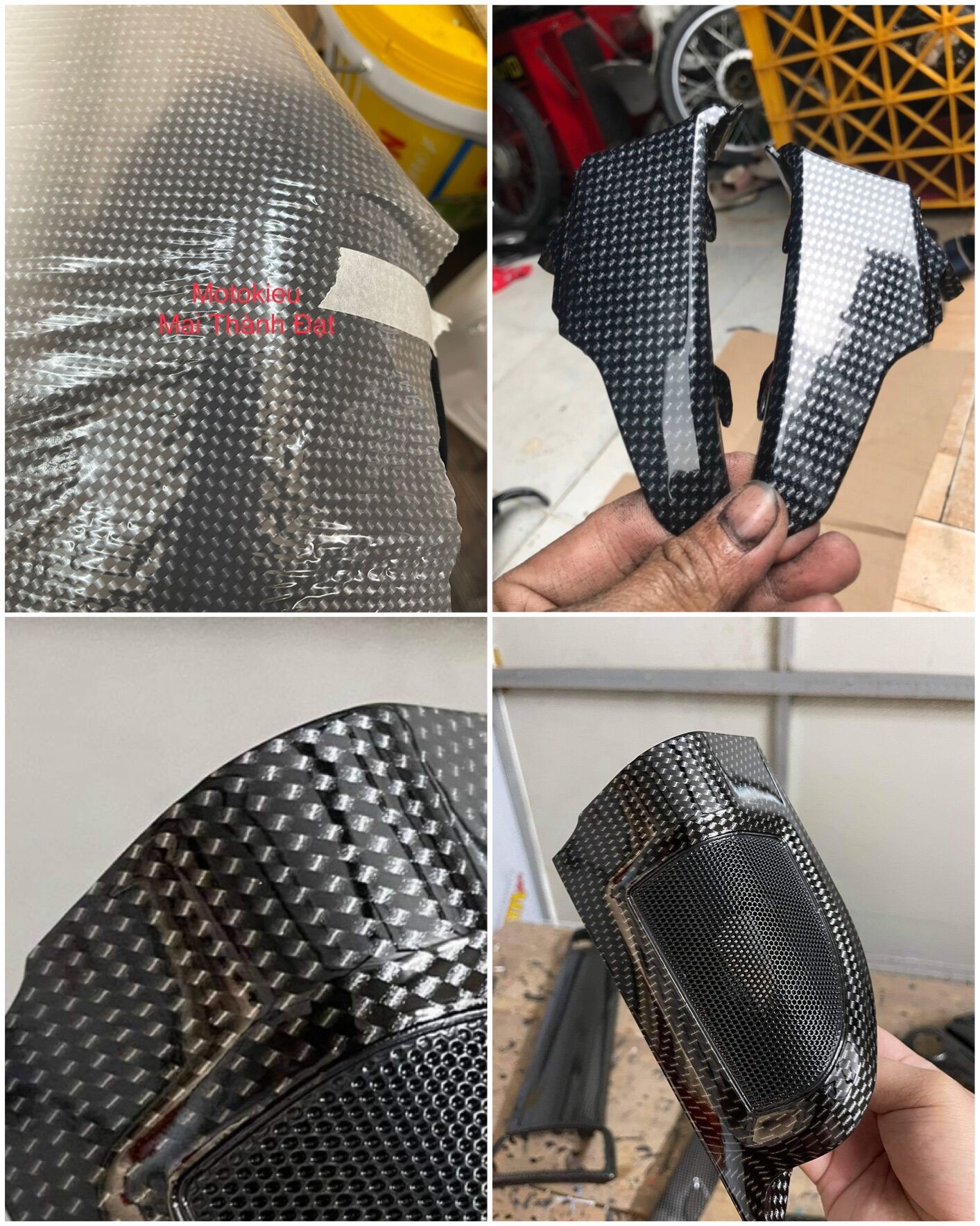 Màng film in chuyển nước 0,5m x 4m họa tiết vải carbon , vân gỗ , hoạt hình chuyên dụng