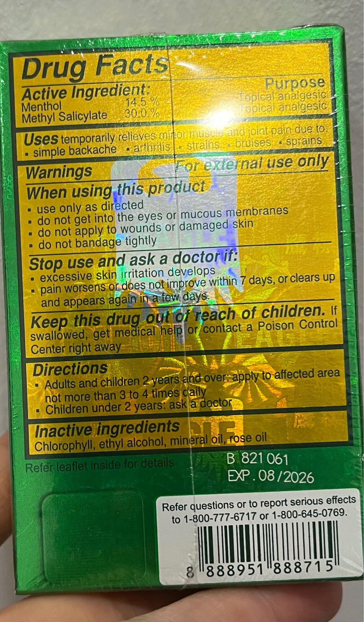 Dầu Gió Xanh Con Ó 2 Nắp Của Mỹ 24ml