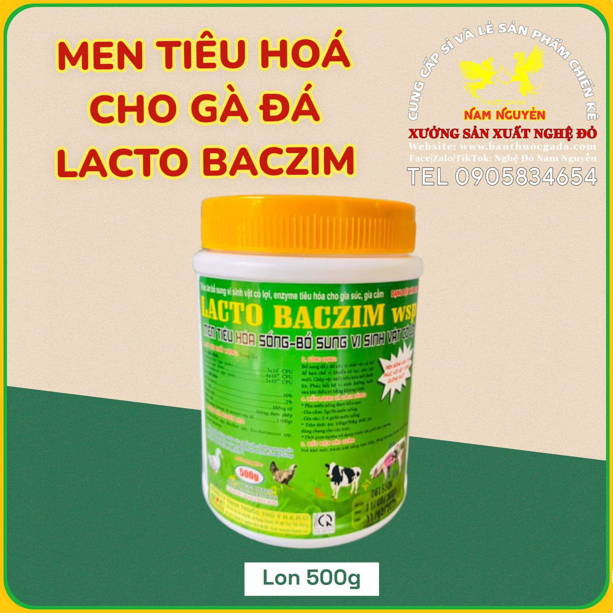 Men tiêu hoá cho gà đá lacto baczim