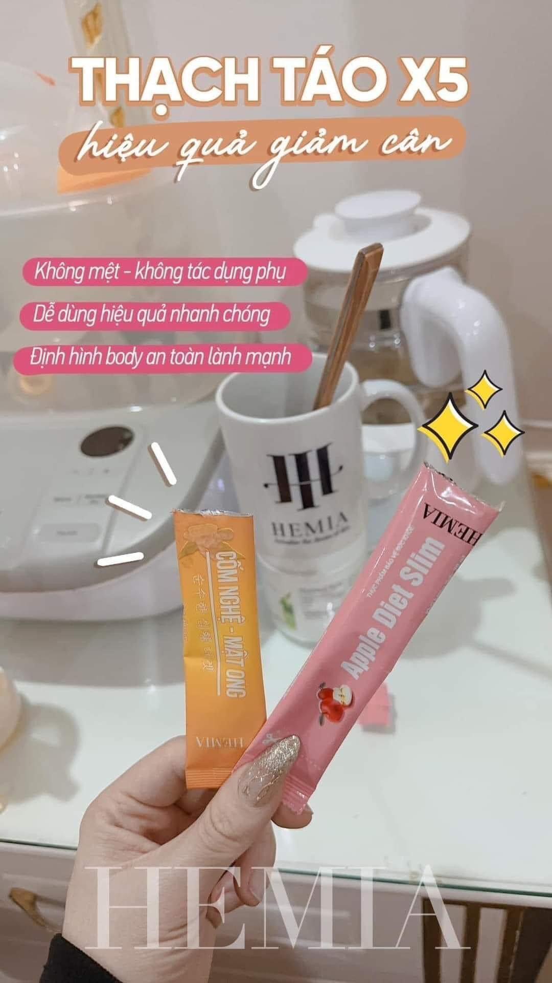 Thạch táo hemia giảm cân tặng cốm