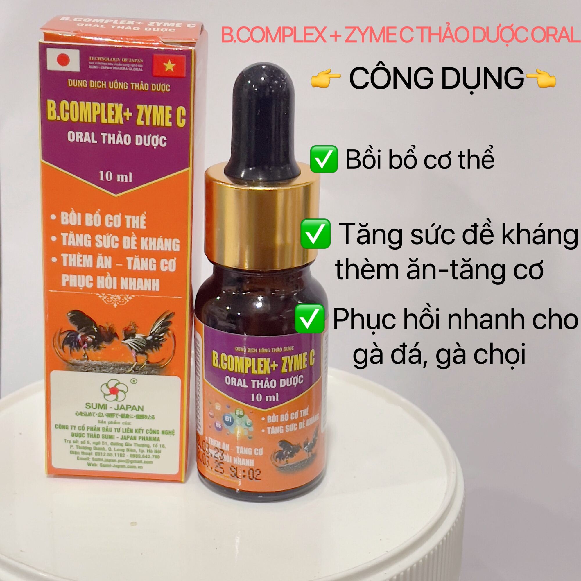 B.complex+Zyme C oral thảo dược lọ 10ml [sumi japan] bồi bổ cơ thể tăng cường đề kháng tiêu hoá thức