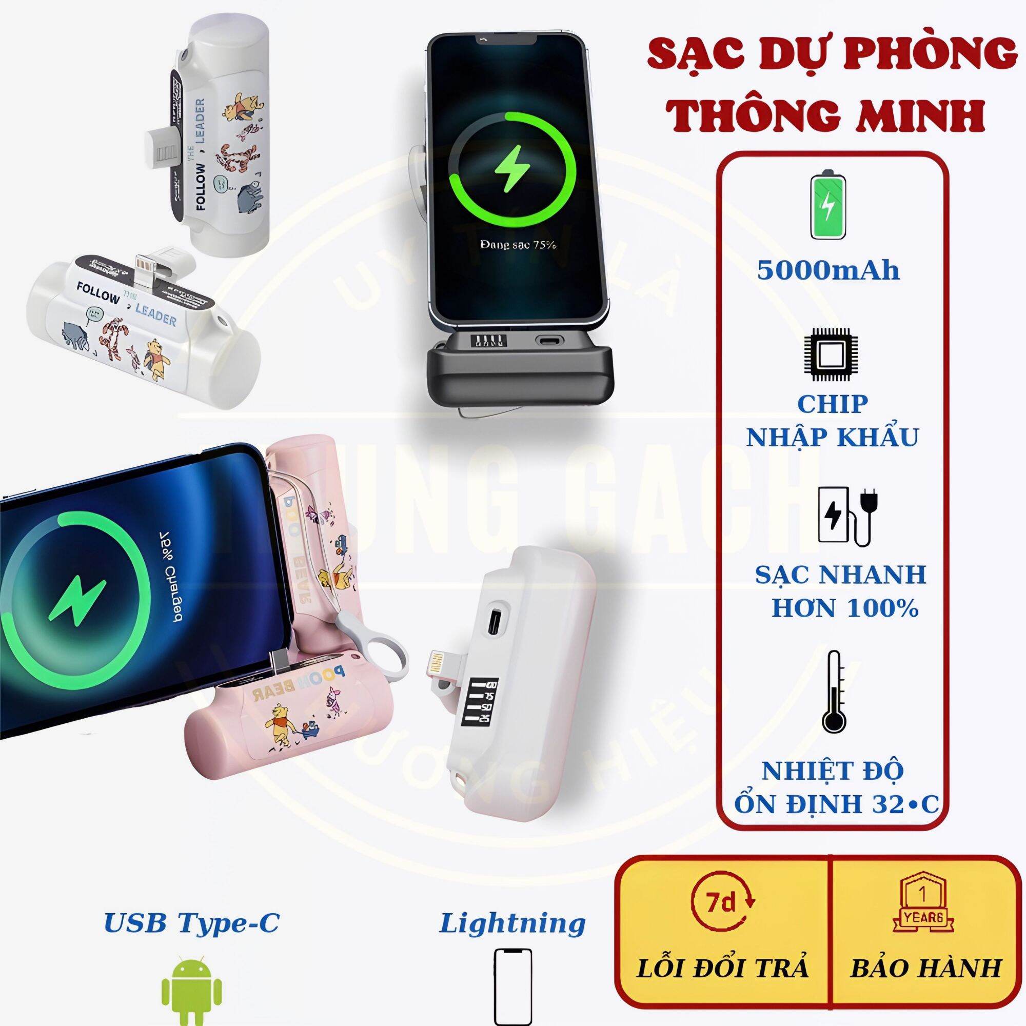 Sạc dự phòng thông minh không dây Disney 5000mAh, công suất 22.5W