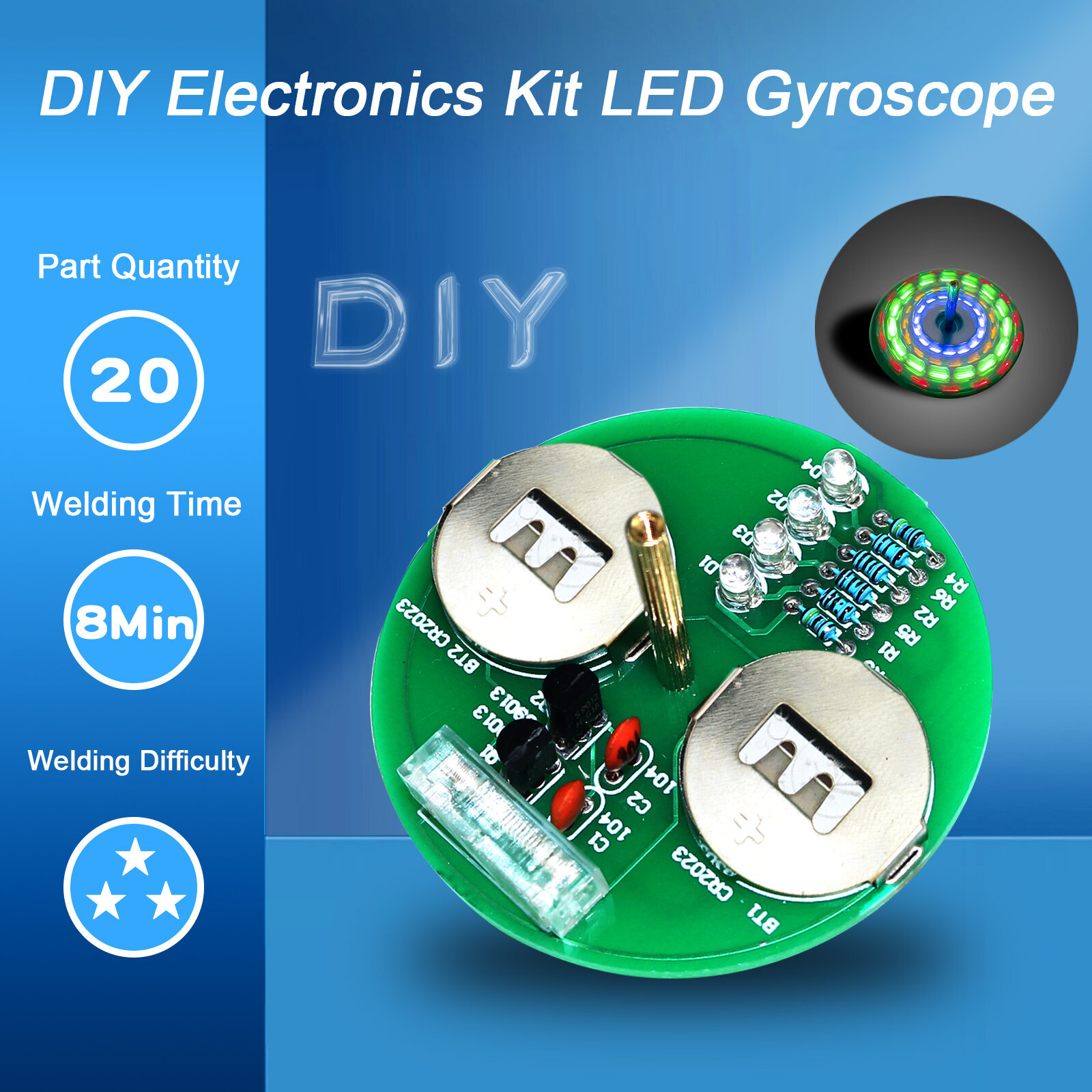 MIAOJIANHAN | Bộ Kit Đèn Lồng Quay LED Gyro Điện Tử