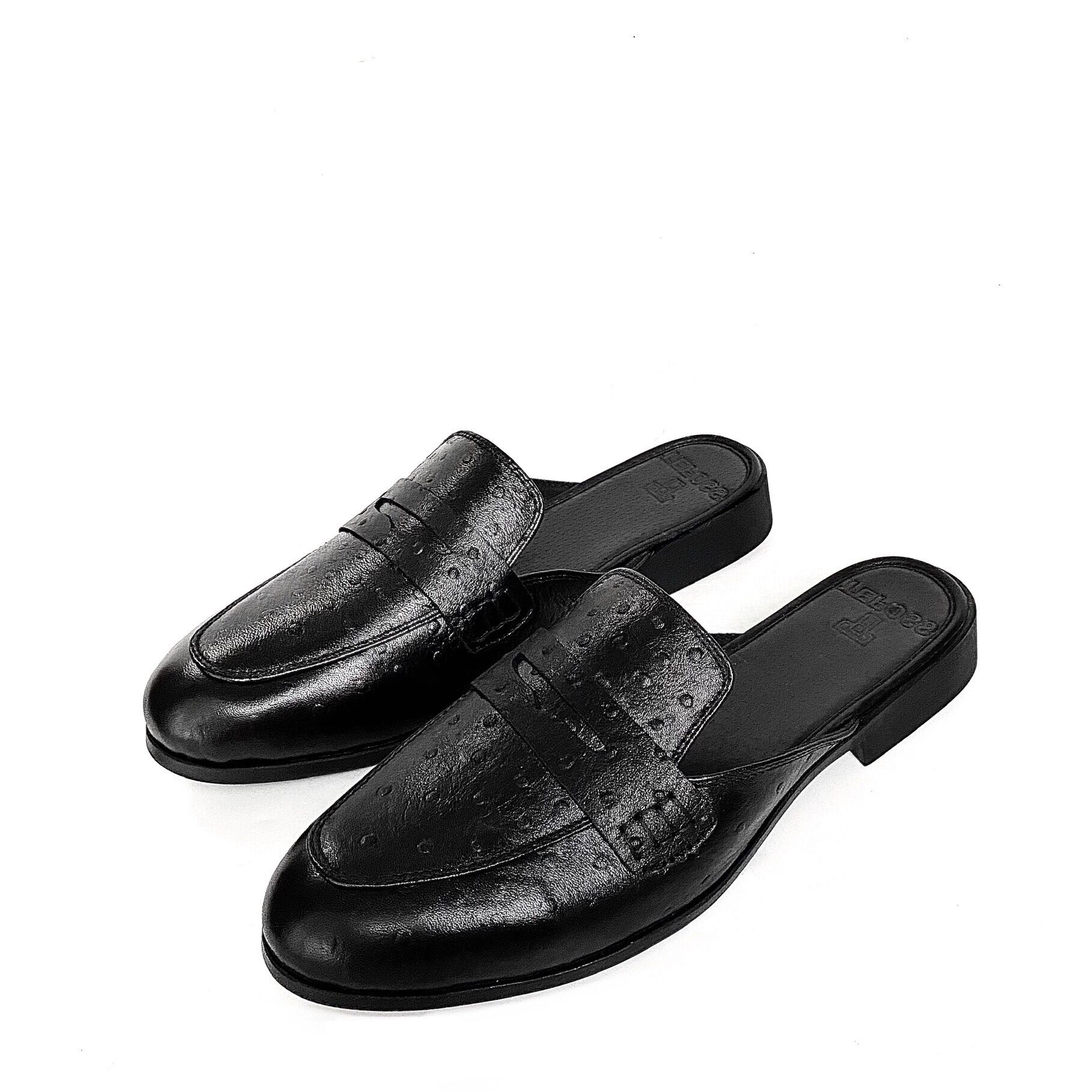 Giày Sục Nam Da Bò In Đà Điểu Trơn HT01