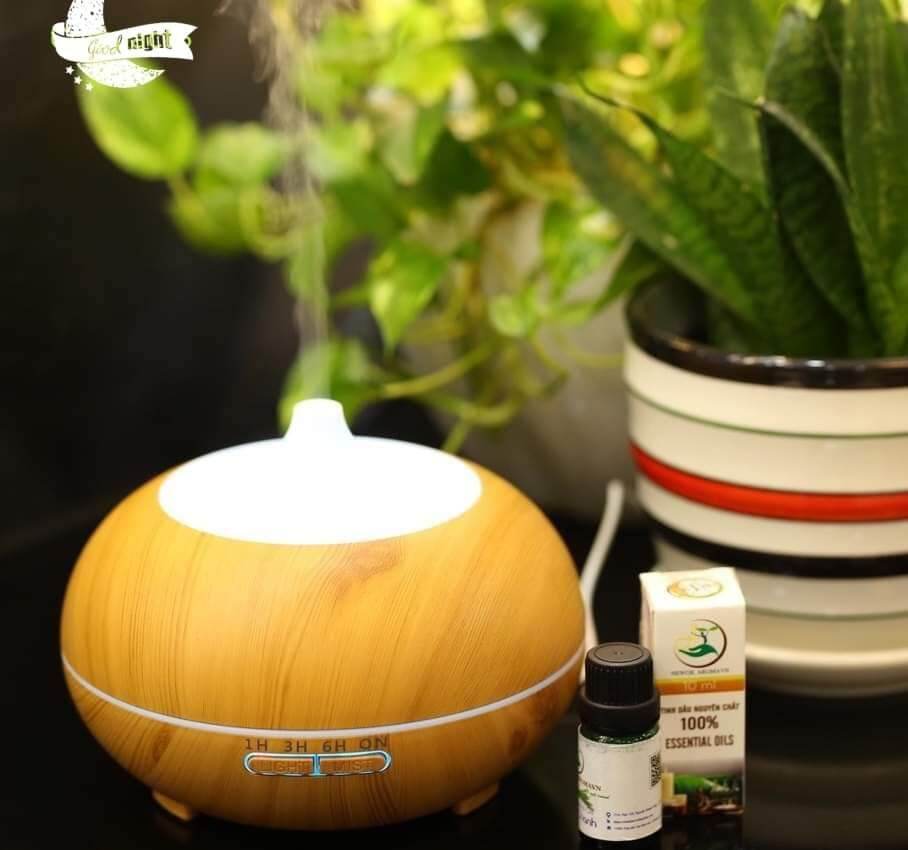 [HCM]Máy Xông Tinh Dầu Bí Ngô Vân Gỗ