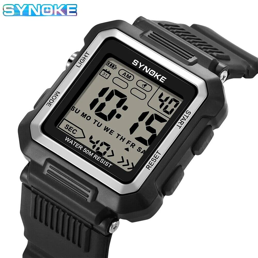 Synoke Sinh Viên Kỹ Thuật Số Thể Thao Dạ Quang Chronograph Chống Nước Nam Nữ Điện Tử Quân Đội Đồng Hồ Đeo Tay Có Báo Động & Lịch