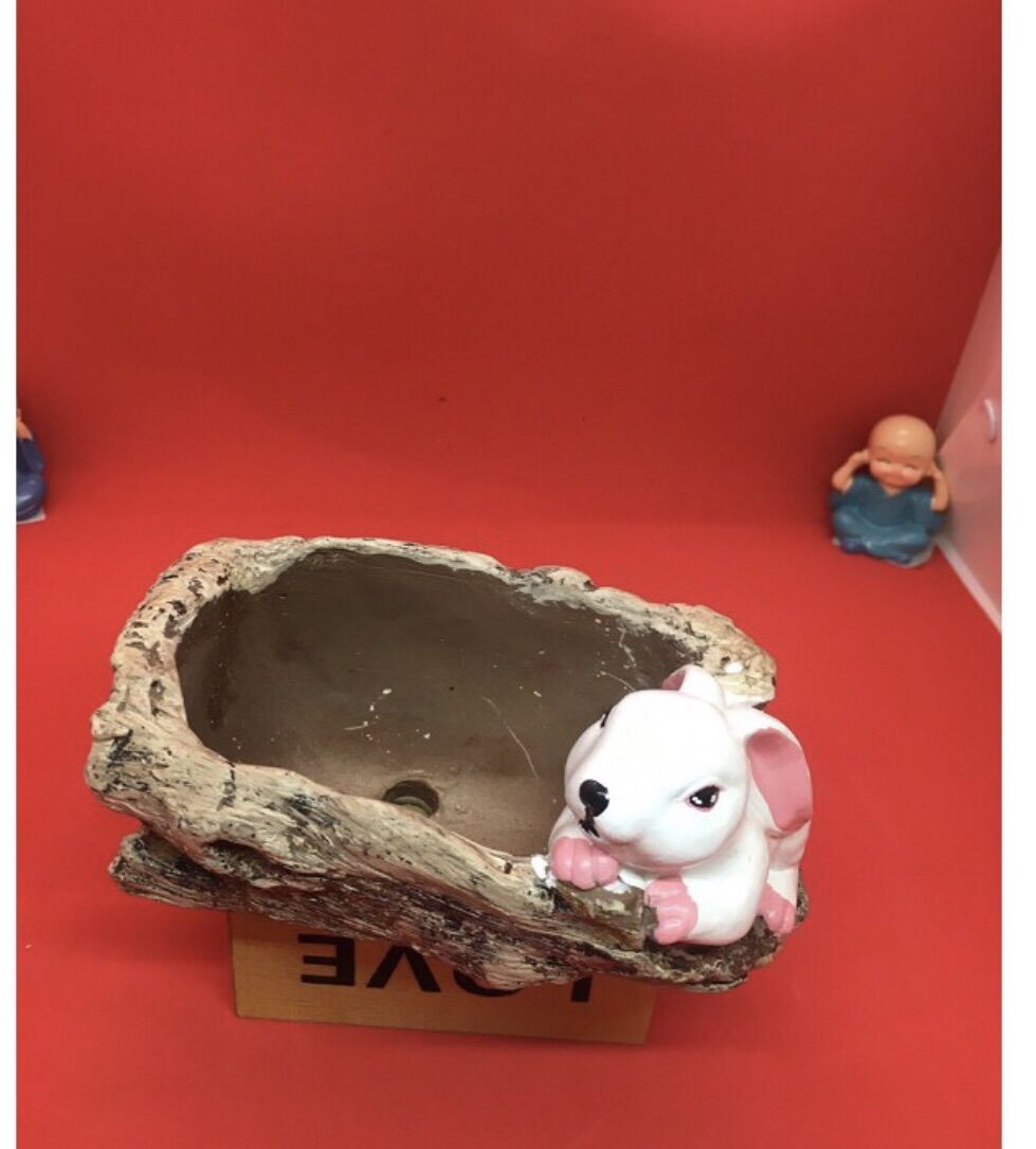 Chậu máng chú thỏ giả gỗ