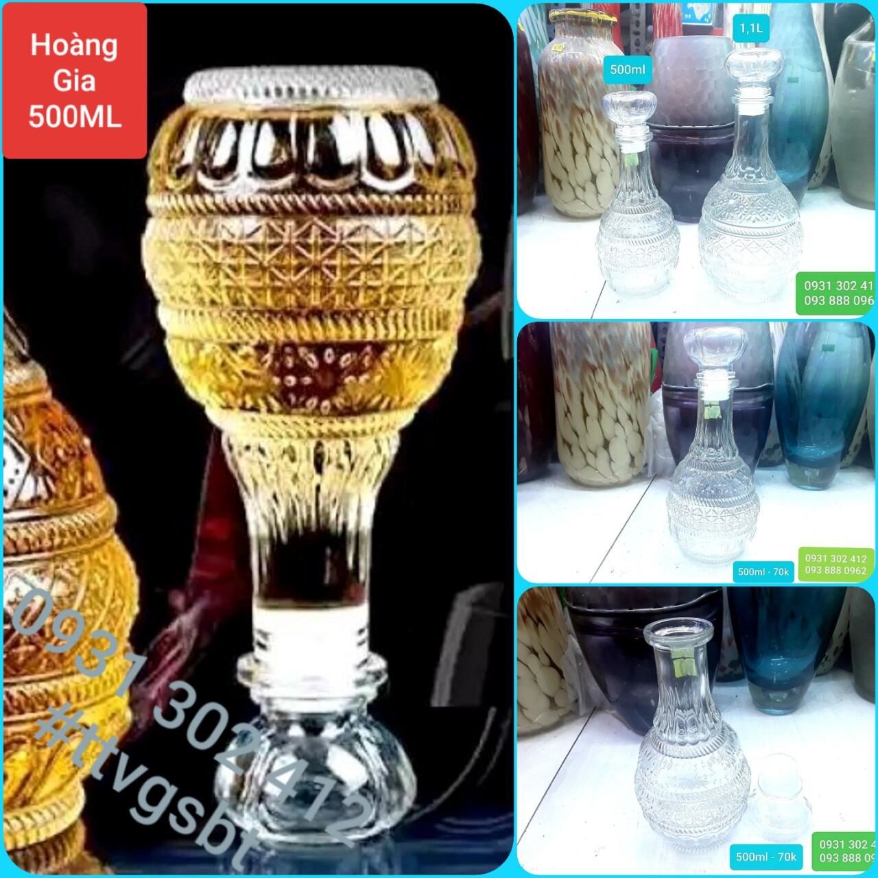 [HCM]Chai thủy tinh đựng ruou size 250ml - 500ml