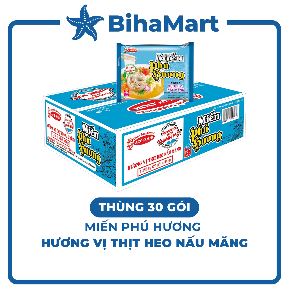 BOX 24 PACKAGE - ACECOOK - PHU HUONG INSTANT VERMICELLI NOODLE BAMBOO