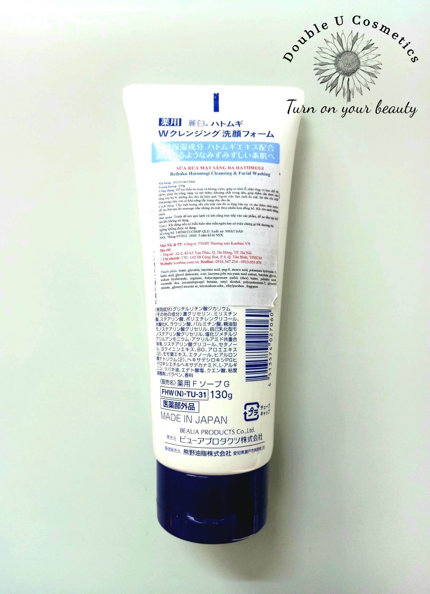 Sữa rửa mặt Ý Dĩ trắng da Hatomugi - 130g