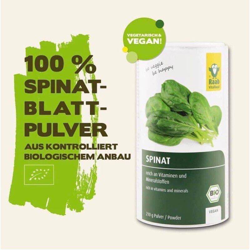 Bột cải bó xôi (rau chân vịt) hữu cơ Raab 210gr - Spinach (Đức)
