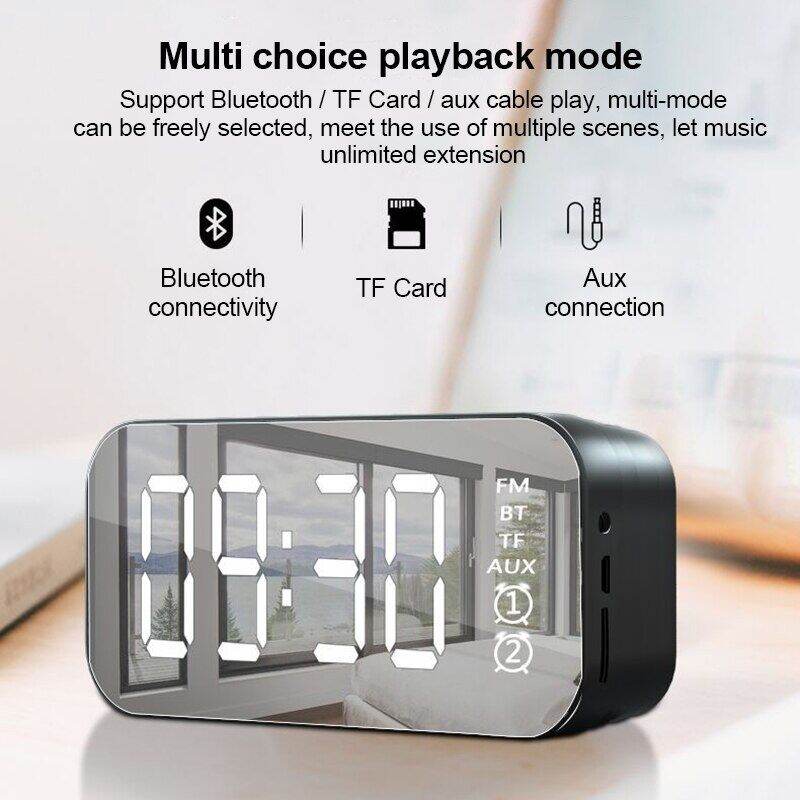 Loa Bluetooth kiêm đồng hồ báo thức mặt gương
