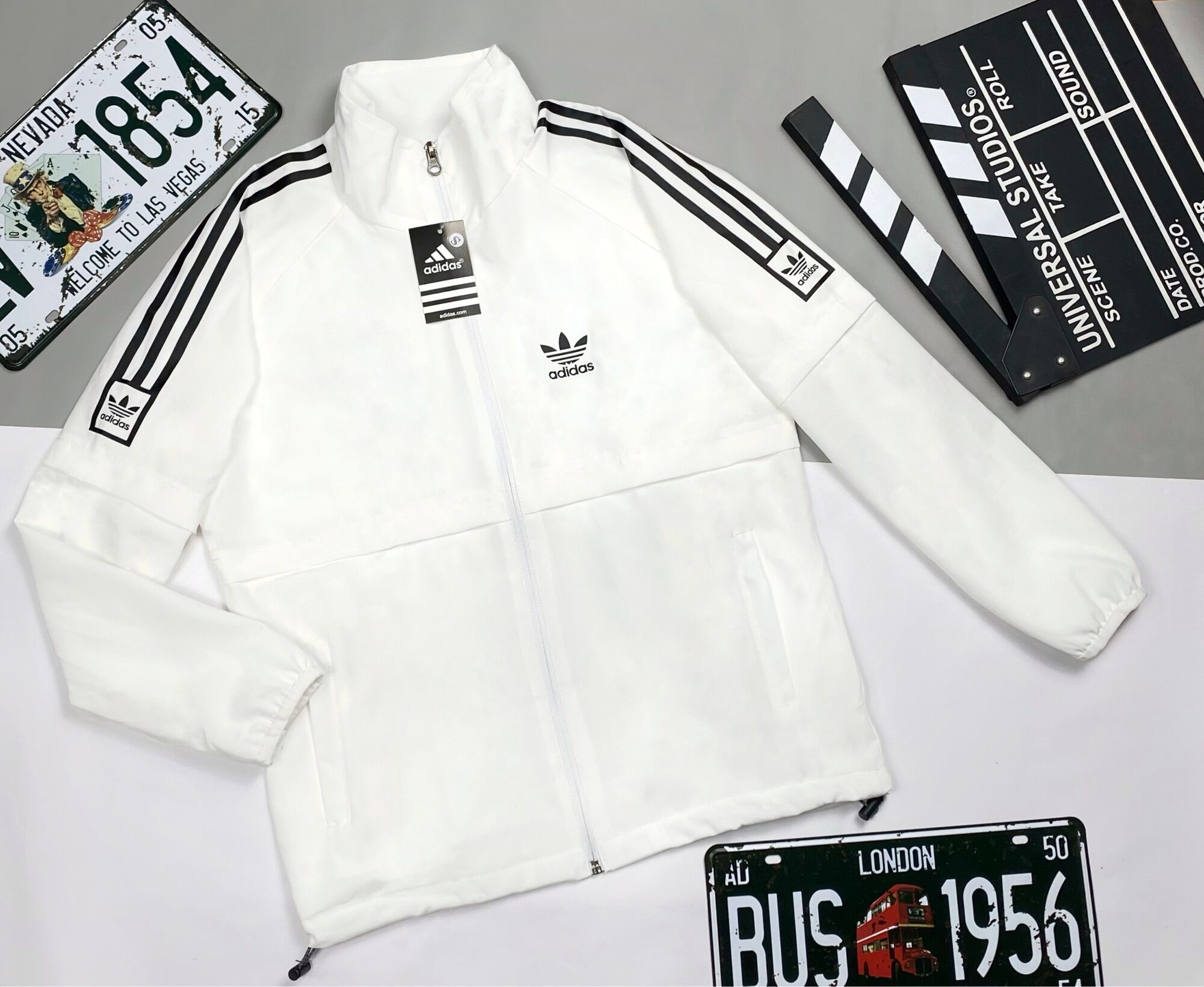 Áo khoác gió nhẹ nam nữ 2 lớp chống nắng adidas sọc phản quang 4 màu thể thao áo khoác dù thể thao có túi trong, dây rút