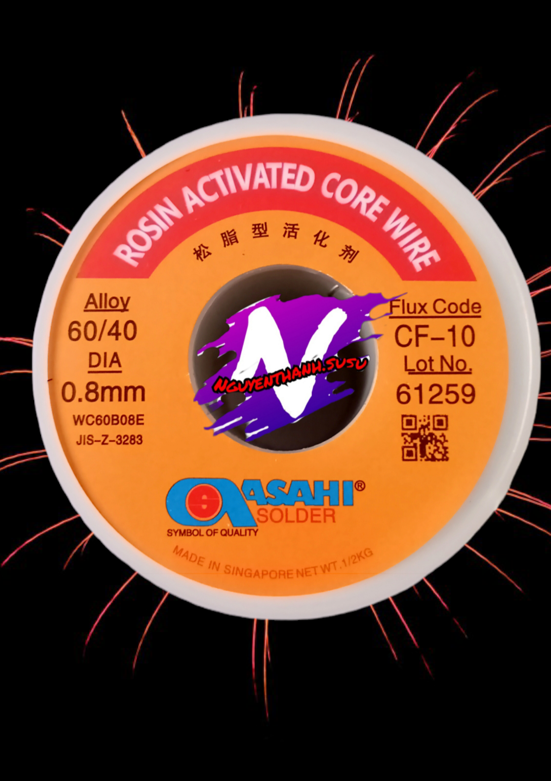 thiếc hàn asahi 0.8mm, 500g ( thiếc hàn Singapore asahi)