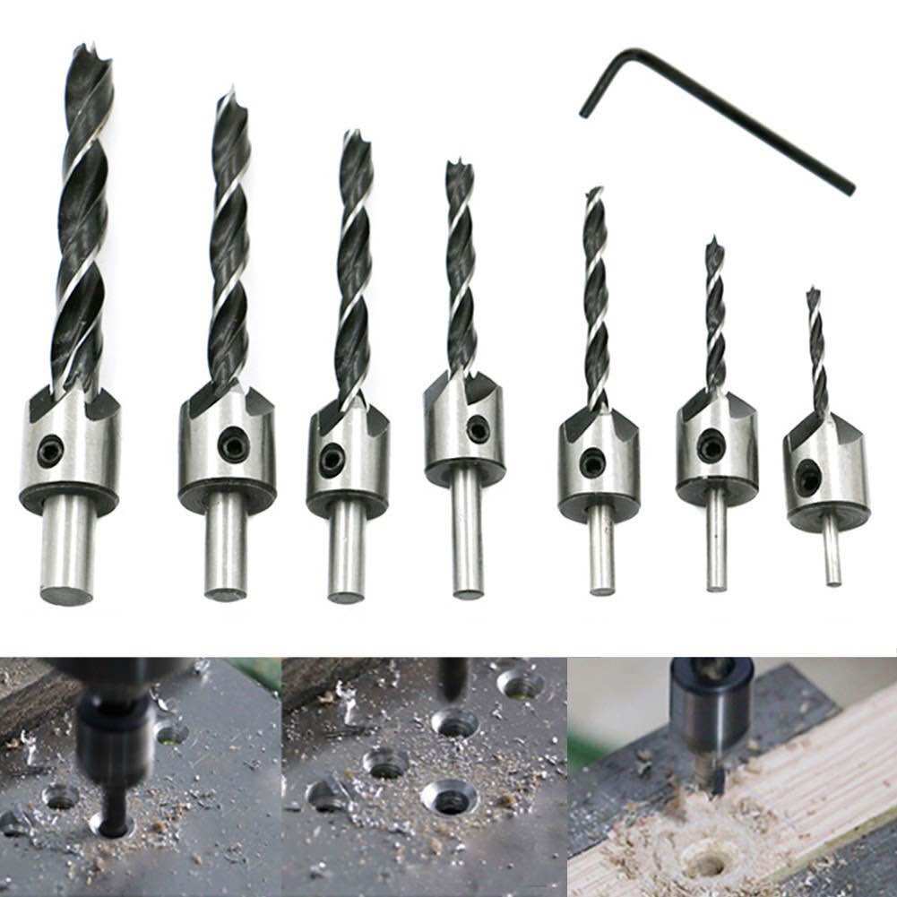 Bộ 7 mũi khoan âm vít gỗ 2 tầng 3mm đến 10mm