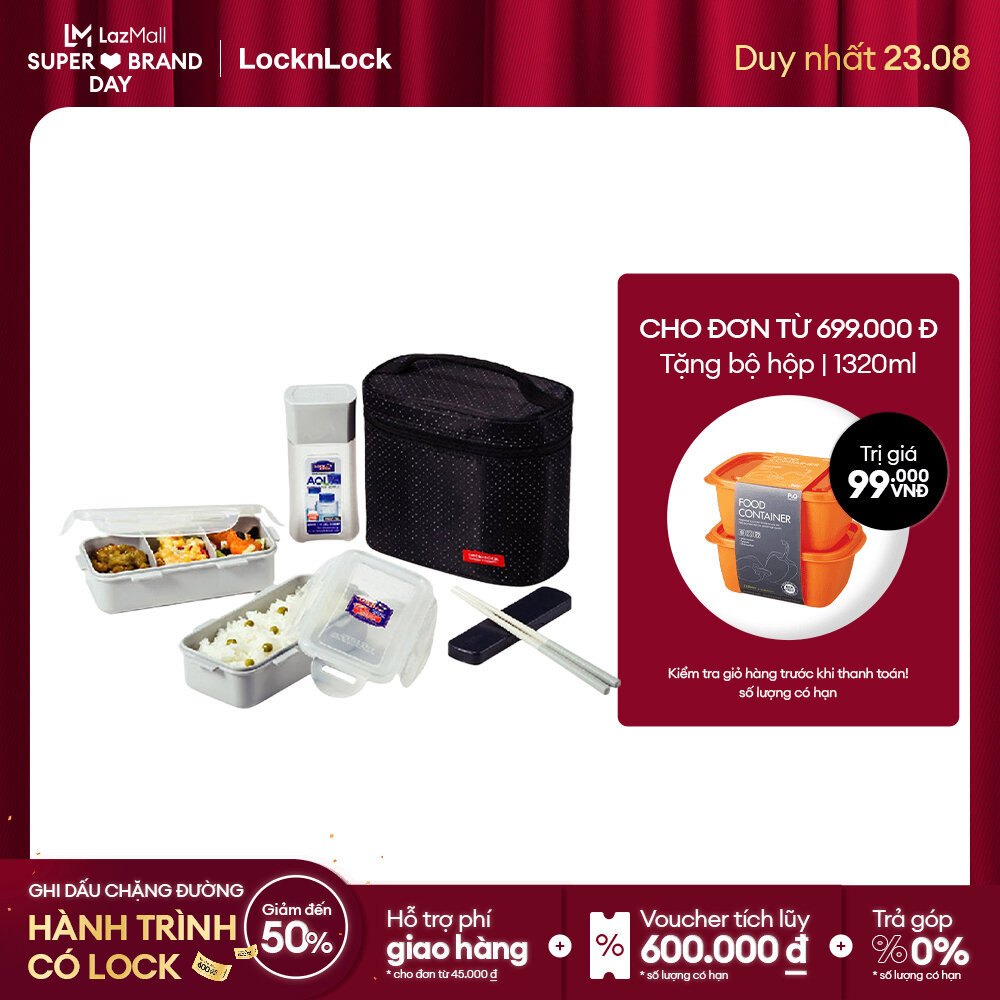 [Duy nhất 23.8 - Mua ngay] HPL758DB - Bộ túi cơm hộp giữ nhiệt Lock&Lock 3P BAG/704(1P) 756(2P) 758(1P). Hàng chính hãng