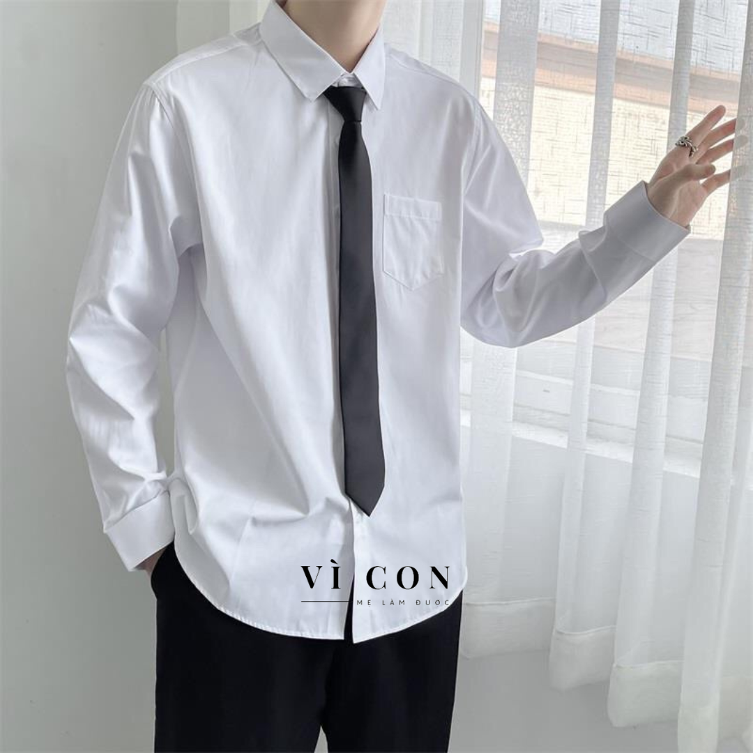 Cà vạt học sinh, cà vạt nam nữ VìCon vải lụa phi bóng giá rẻ phong cách công sở trang nhã thanh lịch