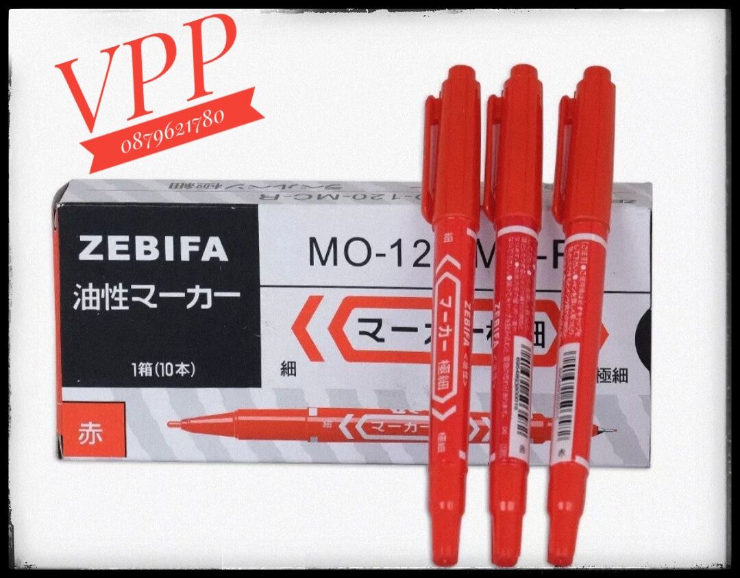 1 hộp 10 cây bút lông dầu Zebra Mo. 120 hai đầu nhỏ: 1 đầu 0.5mm và 1 đầu 1mm