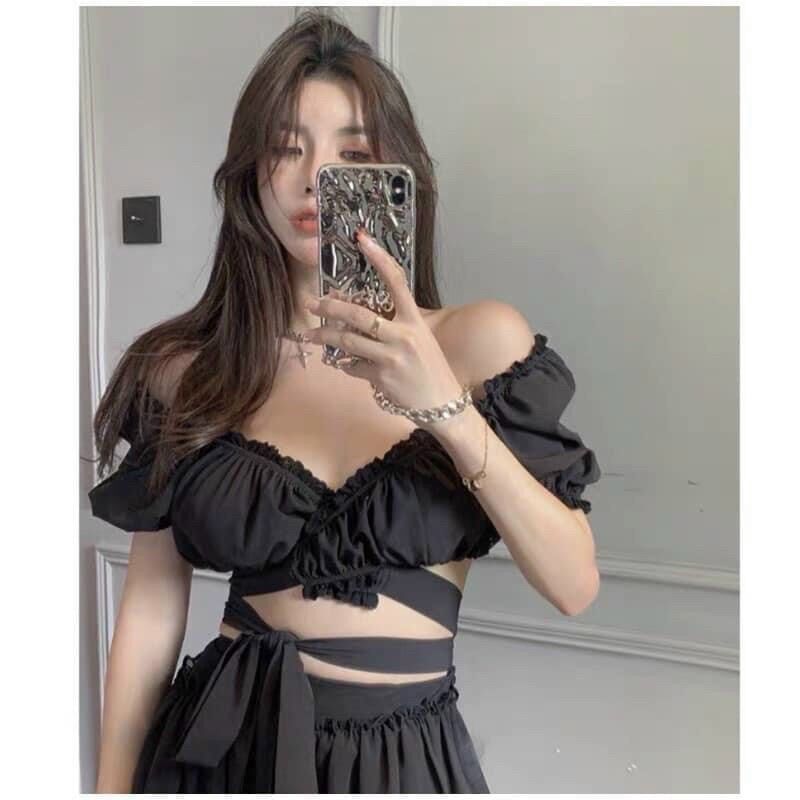 50-90kg Bigsize ÁO CROPTOP CỘT NƠ EO