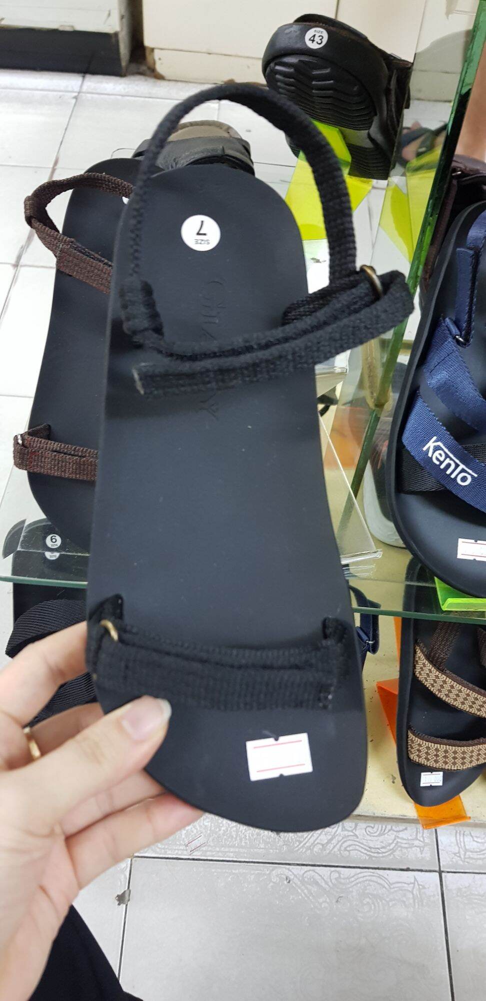 Giày sandal nữ quai ngang Gia Vy (Giavy chính hãng S789 Đen, giày quai hậu chất quai vải dù, đế cao su)